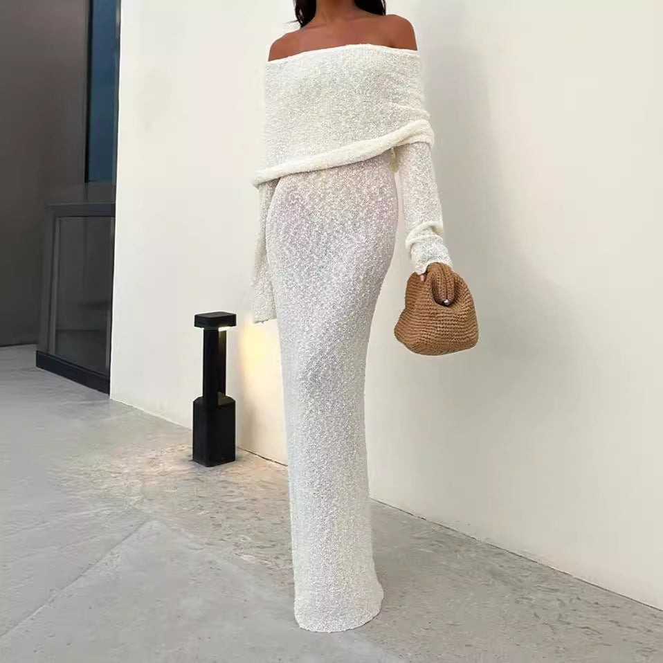 birthday outfit 2024 Spring New Fashionable Elegant White off-Shoulder Dress Socialite Style