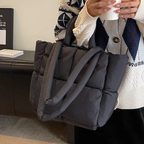 Geumxl Space Cotton Designer Underarm Bag Winter Luxury Down Padded Ladies Tote Bag 2023 Women Quilted Large Handbag Puffer Shopper Bag