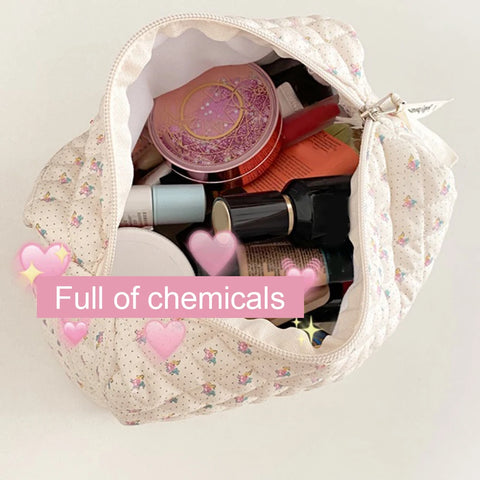 Geumxl Cute Floral Print Women Makeup Beauty Case Pouch Korea Quilted Soft Cotton Cosmetic Storage Bag Travel Organizer Toiletry Bag