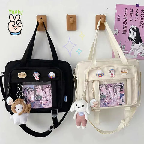 Geumxl Japanese High School Girls Crossbody Bags Nylon Book Bag Transparent Itabag Women Handbags JK Bag Second Element  Shoulder Bag