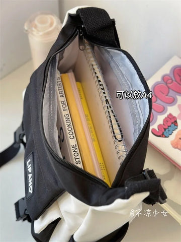 Geumxl Collage Student School Bags For Women and Men Multipockets Nylon Crossbody Bags Women New Summer Messenger Bag Book Bag Bolso