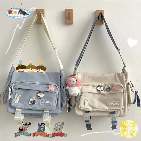 Geumxl Japanese Harajuku Crossbody Bags For Women High School Girls Messenger Bag Patchwork Handbags School Book Bag Shoulder Bag Bolso