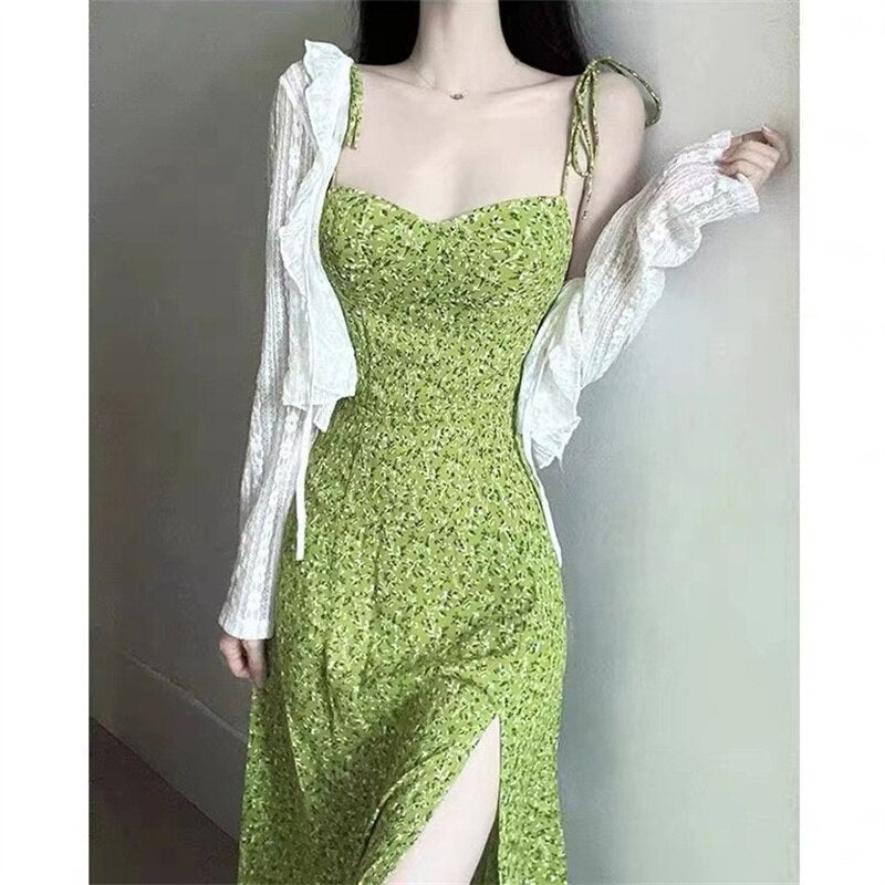 Geumxl Women Summer Style Dress Lady Casual Spaghetti Strap Sleeveless Flower Printed A-Line Dress Vestidos SS250
