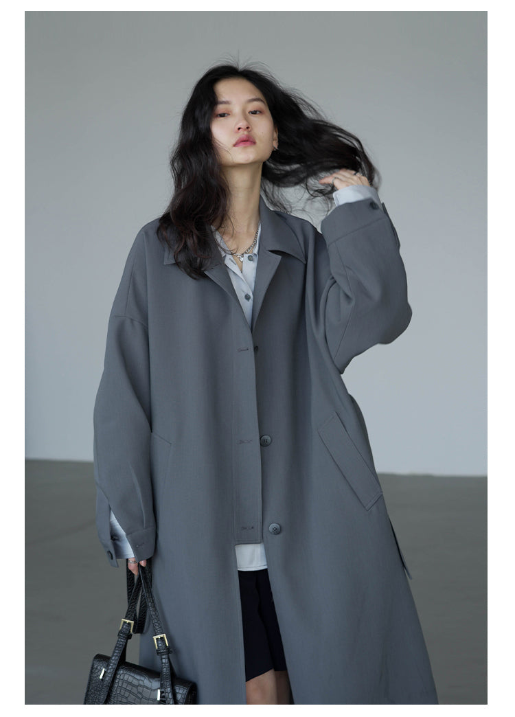Geumxl Women's Long Trench Coat Single-breasted Casual Belted Waist Women Windbreaker Overcoat Female Cloth Spring Autumn 2023