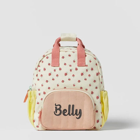Geumxl Personalized Embroidered Strawberry Kid Backpack Customized Children's Name Schoolbag Gift Baby Stroller Bag Back To School Gift