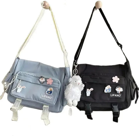 Geumxl Japanese Harajuku Crossbody Bags For Women High School Girls Messenger Bag Patchwork Handbags School Book Bag Shoulder Bag Bolso
