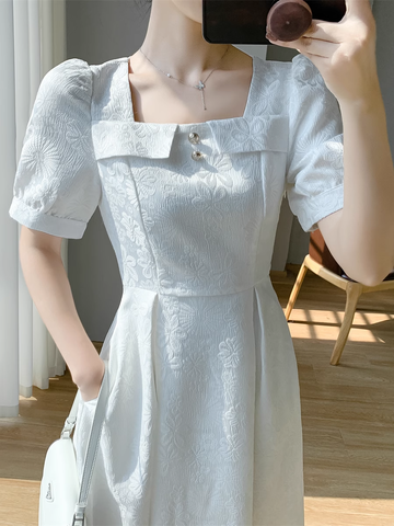 GEUMXL- summer white french a-line dress GEU1079