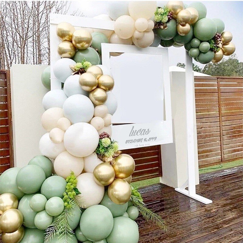 Geumxl 119Pcs Vintage Green White Gold Latex Balloon Garland Arch Kit For Kids Jungle Birthday Party Baby Shower Wedding Decorations