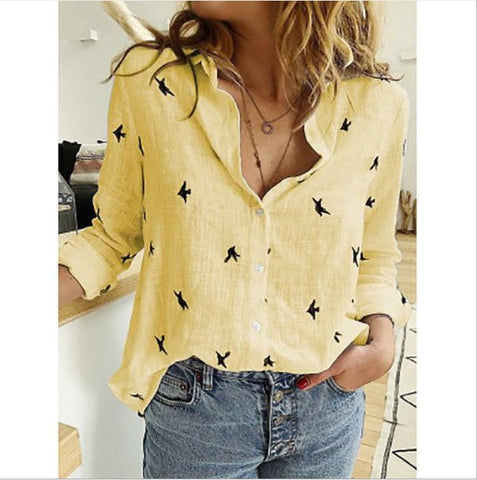 Loose Shirts women 2022 summer Oversized Tops pure color casual loose long-sleeved linen shirt in stock