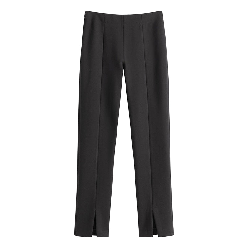 Geumxl Office Lady Newly Autumn 2022 Woman Pants Women Black All-Match Slim Casual Trousers High-Waist Split Pencil Pants