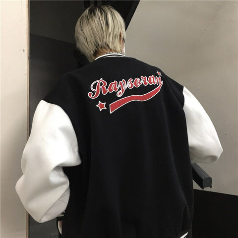 Geumxl Spring Autumn Letter R Men Women Couples Tops Harajuku Coat American Baseball Bomber Jacket Loose Plus Size Streetwear Japanese