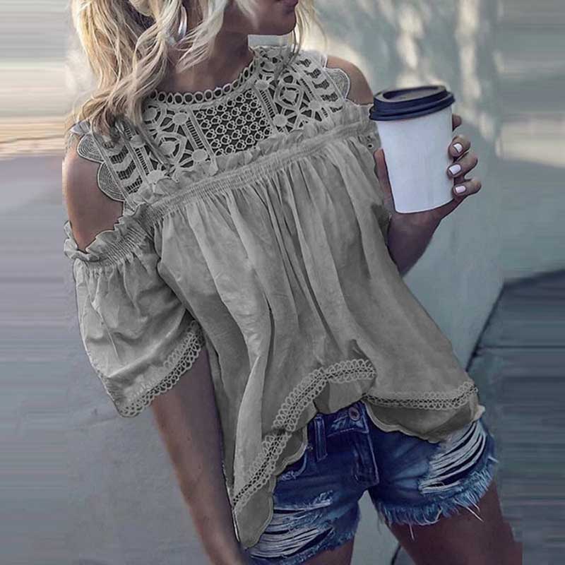 Geumxl White Lace Hollow Out Cotton Women's Blouses Sleeveless O Neck Sexy Female Blouse Tops Loose Solid Hollow Out Shirts Blusa 5XL