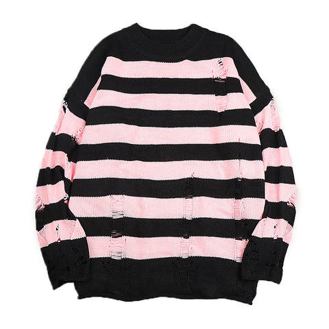 Geumxl Striped Sweater Women Oversized Knitted Sweater Pullovers Ladies Fashion High Street Tops Female Streetwear Long Sleeve Jumpers
