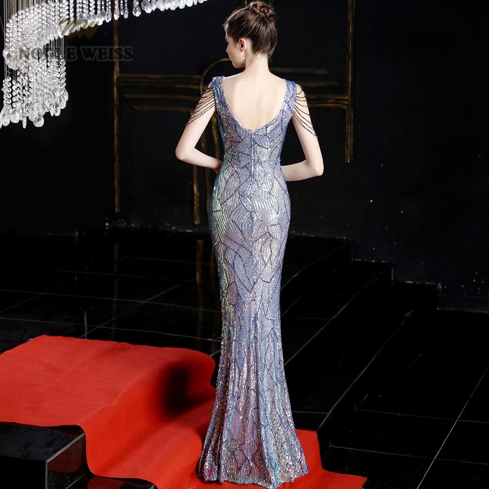 Graduation  evening dresses 2022 colorful mermaid elastic sequin v-neck party dress sexy split long prom gown