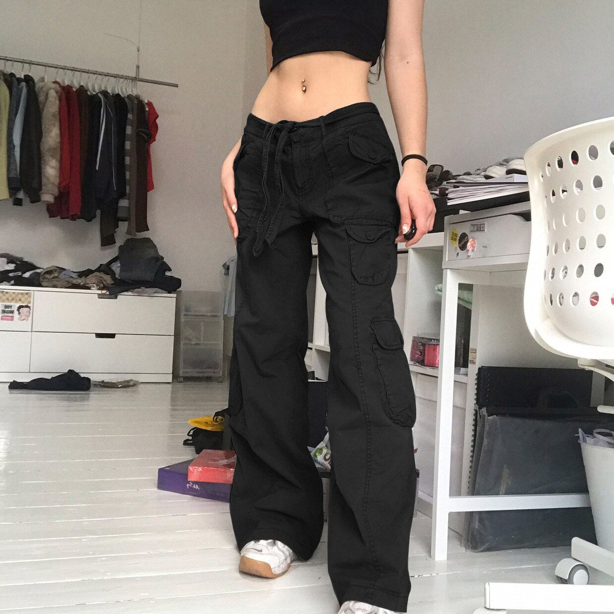 Geumxl Y2k Cyber Cargo Pants Women Vintage Big Pockets Jeans Streetwear Techwear 90s Harajuku Trousers Wide Leg Boggy Jogger