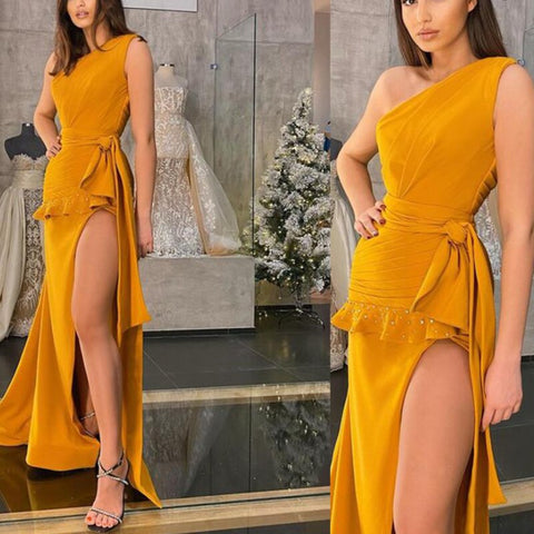 Geumxl Women's Elegant Solid  Long Sleeve Split Party Dresses Chic Female Bodycon Dress For New Year 2022 Sleeveless Roupas Femininas