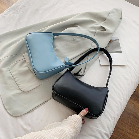 Geumxl Retro Simple Underarm Bags Fashion Purse PU Leather Women Handbags Totes Solid Elegant Female Retro Shoulder Bags For Women