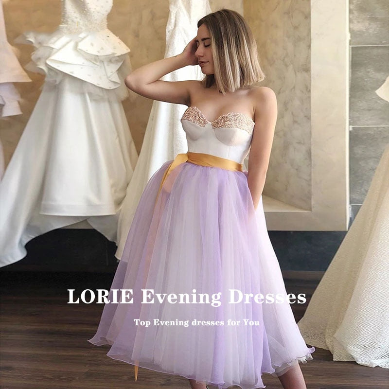 Elegant Prom Dresses 2022 Sweetheart A-Line Tulle Beaded With Pearls Party Dress Celebrity Graduation Cocktail Gown