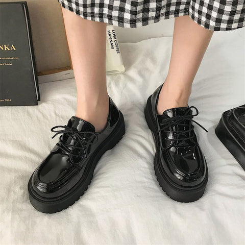 Geumxl- Japanese School Uniform Jk Student Shoes Girls Women Kawaii Lolita Soft Sister Round Toe Platform Low Heel Shoes Mary Jane Shoes