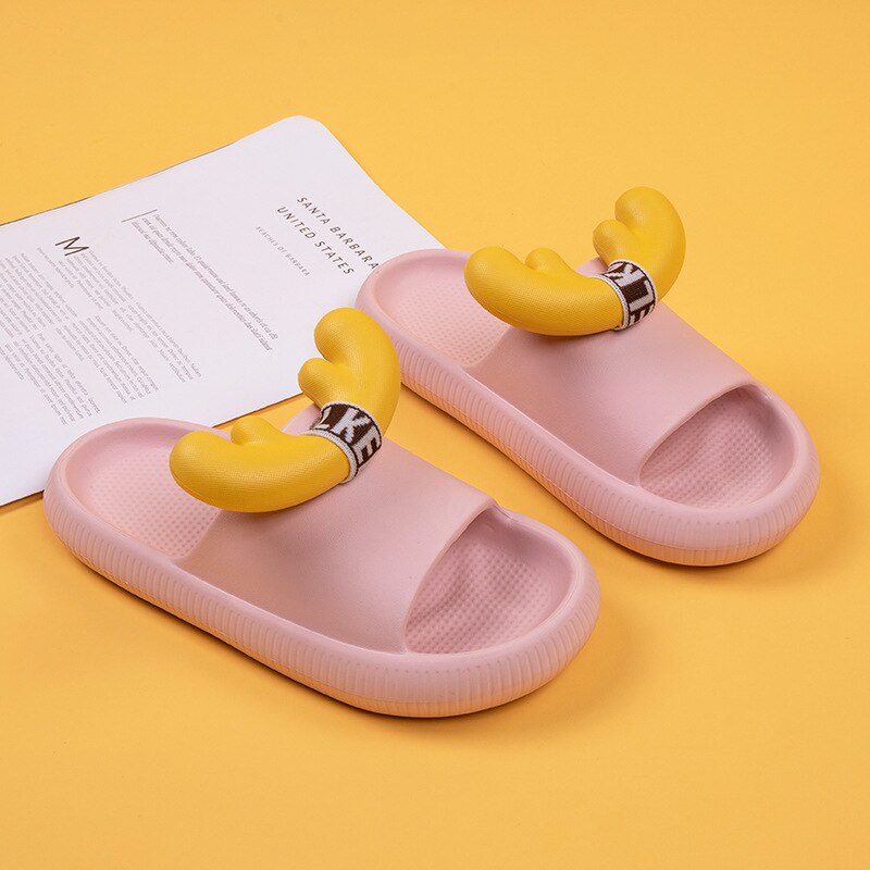 Geumxl 2022 Women's Slippers Three-Dimensional Antler Home Slipper For Men Bathroom Cute Slippers