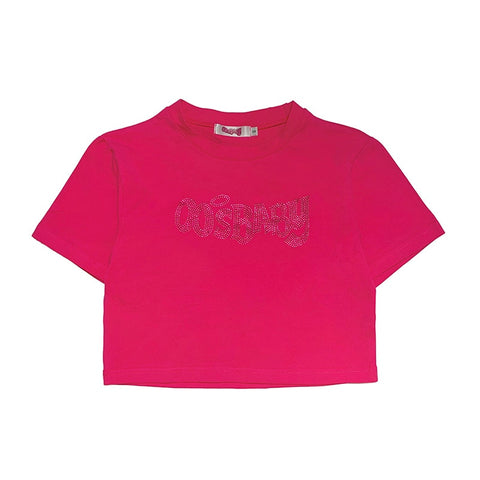 Geumxl Punk Vintage Rhinestone Hot Girl Goth Graphic T Shirt Women Y2k Style Crop Top O-Neck Tshirt 90S Streetwear Short Sleeve T-Shirt
