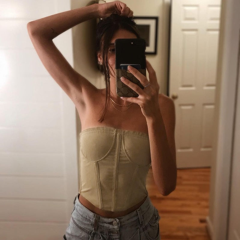 Sexy Tank Top Strapless Slim Summer Backless Women Tank Tops Sleeveless Asymmetric 2022 Crop Tops Streetwear Casual New