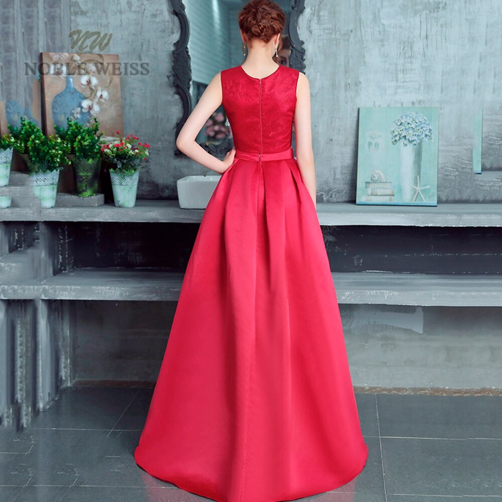 Graduation  Prom Dresses O-Neck Satin Dresses Woman Party Night Two Pieces Evening Gown