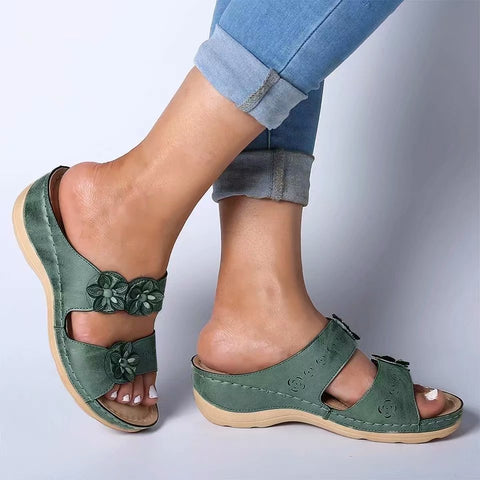 Geumxl Women Sandals New Summer Shoes Woman Plus Size 44 Heels Sandals For Wedges Chaussure Femme Casual Flower Vintage Wedge
