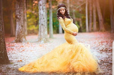 Geumxl Long Sleeve Maternity Dresses Lace Maxi Dress Photography Props Dresses Splice Mesh Pregnancy Dress For Photo Shoot Clothes