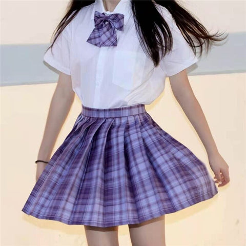 Geumxl 2023 Summer Women High Waist Pleated Skirts Harajuku Korean Style Fashion Cute Kawaii Mini Skirts Girls Students Plaid Skirt