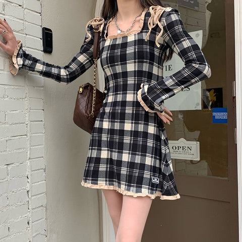 Geumxl--hoco dresses Spring Plaid Lolita Dress Women Elegant Japanese Kawaii Paty Mini Dress Female Casual High Street Korean Dress Women 2024 New