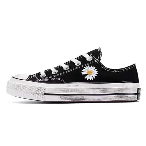 Geumxl-  2024 New Korean Style Ulzzang Daisy Canvas Shoes For Women 45 White Black Yellow Green Purple Color Sneakers Women