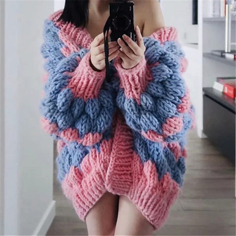 Sweater cardigans for women invierno 2023 hand knitted sweater Balloon long sleeve boho sweaters coat oversize outwearweater cardigans for women invierno 2023 hand knitted sweater Balloon long sleeve boho sweaters coat oversize outwear