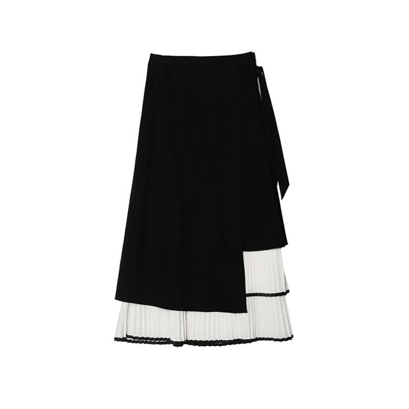 Geumxl Black Patchwork Y2k Skirts Women Elegant Long High-Waisted Skirt Female Fashion Japanese Harajuku Streetwear Women's Skirt 2022