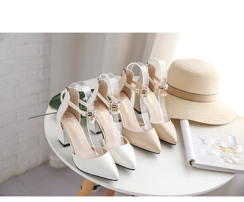 Summer Women Shoes Pointed Toe PumpsDress High Heels Boat Wedding Tenis Feminino Side With Sandals Zapatos Mujer Wedding 7563