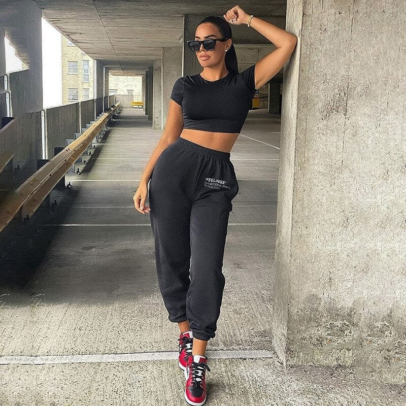 Geumxl 2023 Hot Sale Womens Letter Printted Casual Sweatpants Hight Waist Fashion Ladies Loose Trousers Streewear Hip Hop Pants