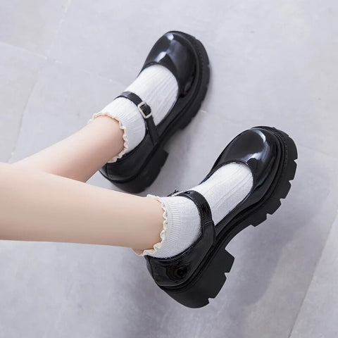 Geumxl Small Leather Shoes Women 2022 Spring Models Mary Jane Shoes Women's Japanese High Heels Retro Platform Shoes Women