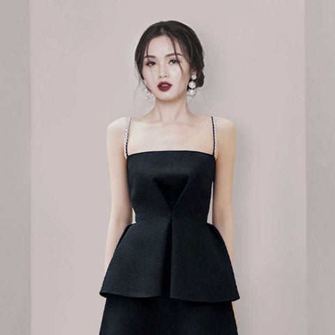 Geumxl Woman Dress Suit Chain Sling Solid Sleeveless Strapless + High Waist Skirt Vintage Elegant Fashion 2023 New Summer 15XM032
