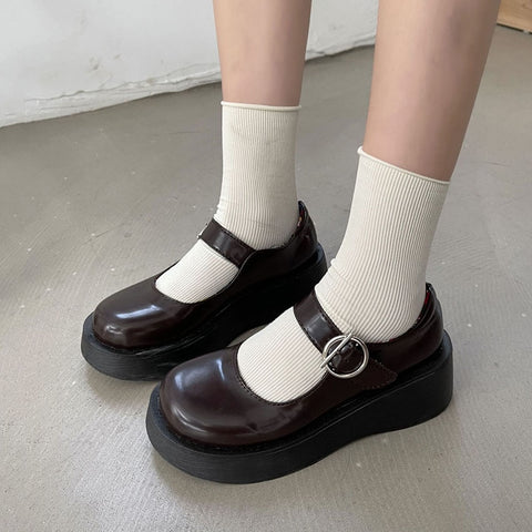 Geumxl- Mary Jane Shoes Platform School Student Shoes College Girl Student Sweet Lolita JK Uniform Shoes Low Heel Women Lolita Sneakers