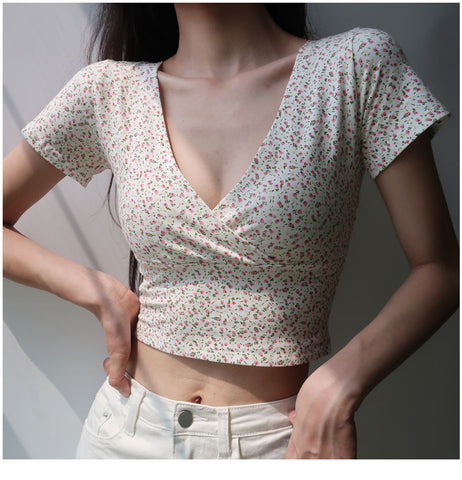 Geumxl Streetwear 2000S Floral Printing Milk Maid Tops Y2K Aesthetics Cute U-Neck Straped Backless Cami Top Summer Vintage