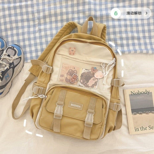 Geumxl Cute Girls Backpack Women Large Capacity Ins Simple School Bags For Teens Female Korean Harajuku School Student Bookbag Ladies