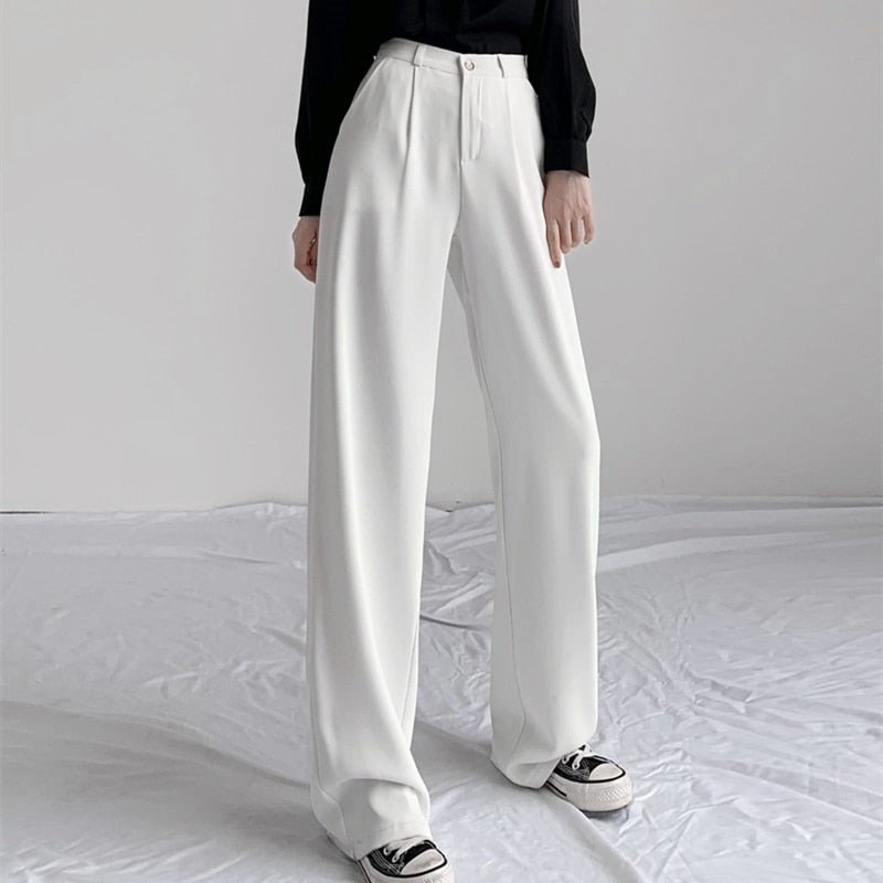 Geumxl Elegant New Autumn Women Solid Straight Formal Suit Pants Office Lady Fashion Casual Long Trousers