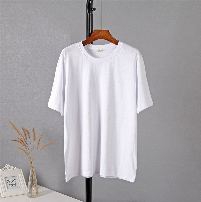 Geumxl Summer Women Basic Loose T Shirt Solid Color Oversized Cotton Harajuku Short Sleeve Knitted Tees Korean Casual Female Tops