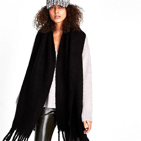 Geumxl Black Friday Designer Brand Women's Winter Scarf Ladies Soild Color Cashmere Warm Shawls and Wraps Long Tassels Pashmina Blanket Scarves