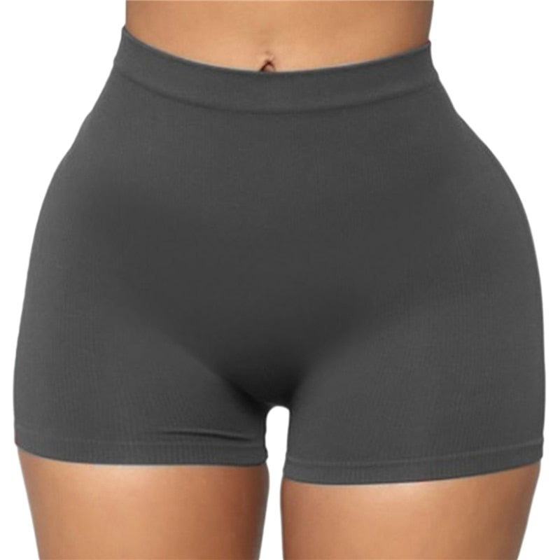Summer Hot Women Casual High Elastic Waist Tight Fitness Slim Skinny Dancing Shorts Solid Color Female Girl Exercise Shorts
