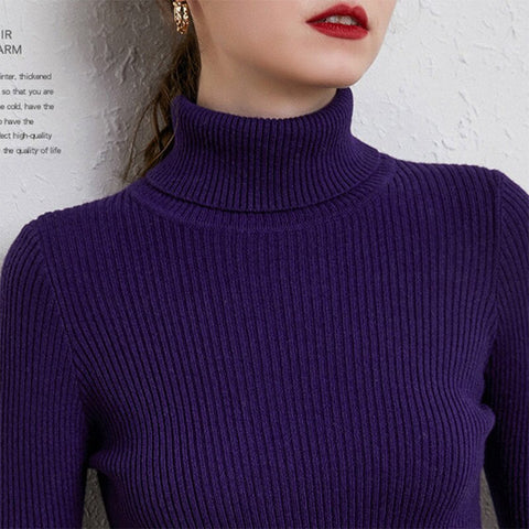 Geumxl Knitted Turtleneck Women's Sweater Pullover Cashmere Long Sleeve Winter Elastic Ladies Sweaters 2023 All-Match Top Female Jumper