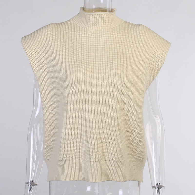 Sweater Knitted Vest Turtleneck Elegant Pullover Autumn Soft Loose Vintage Sweater Women 2023 Casual Streetwear Vest