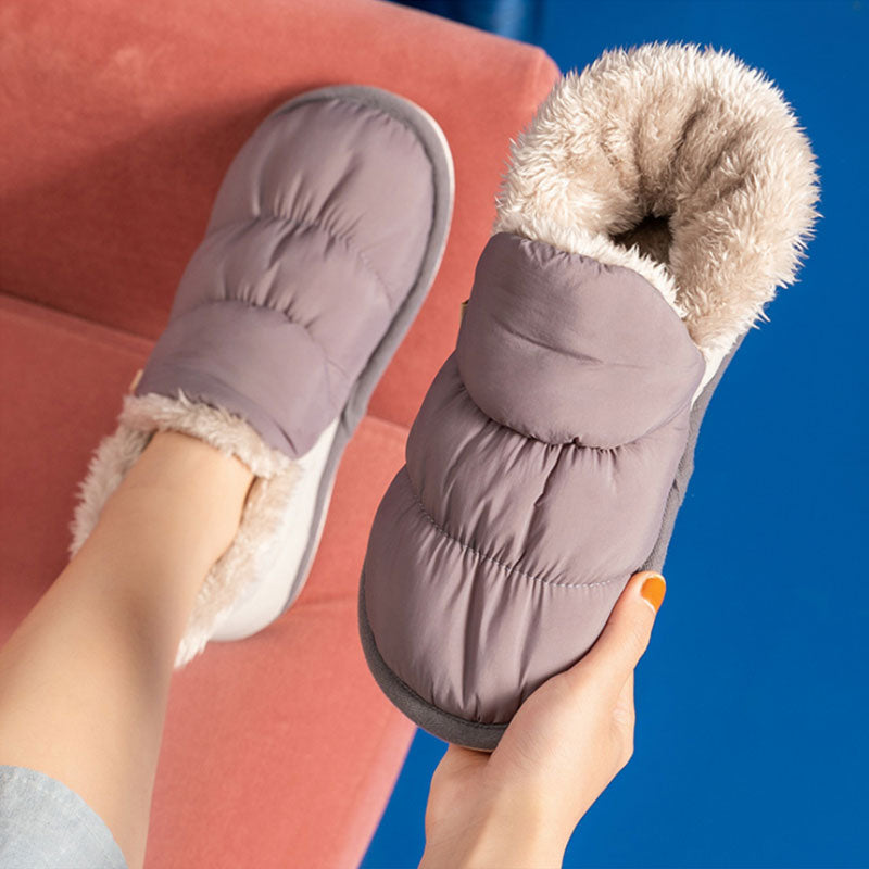 Geumxl Christmas Gift Mo Dou 2022 New Warm Winter Slippers Plush Flat Waterproof Women Shoes Couples Home Indoor Outdoor Soft Cozy Quality EVA Design