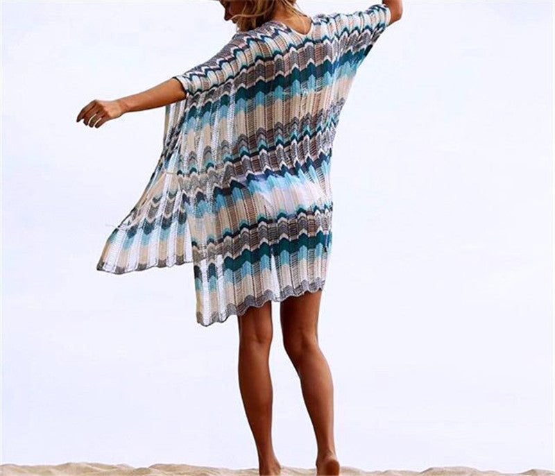 Geumxl 2022 Casual V-Neck Batwing Sleeve Tassel Summer Women Tops Blouses Sexy Lace Up Side Split Women Beachwear Crochet Tunic Q828