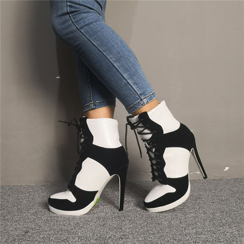 Geumxl Plus Size 36-47 Booties Ladies Round Toe Thin High Heels Shoes Woman Autumn Winter Party Ankle Boots Women 2023